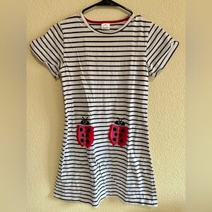 Charming Kids Striped Dress with Ladybug Accents